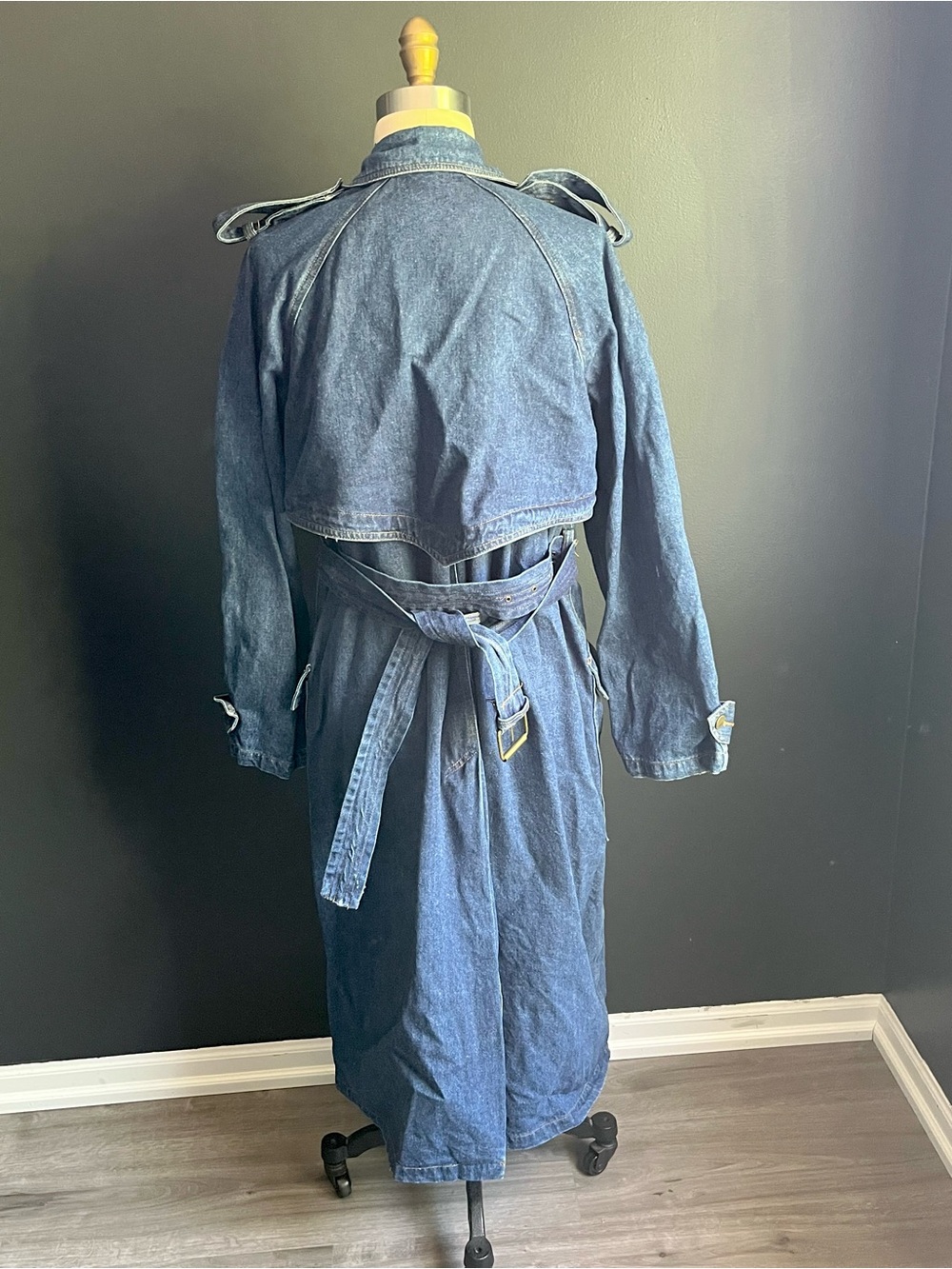 Rare 90s Avon Fashions Denim Trench Coat- Size M - Picture 3 of 16